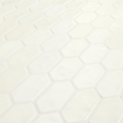 2x5 Studio Haven Picket  Mosaic Solid-Color Glossy Smooth Ceramic Tile Cream White