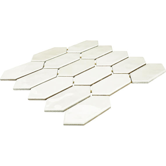 2x5 Studio Haven Picket  Mosaic Solid-Color Glossy Smooth Ceramic Tile Cream White