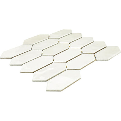 2x5 Studio Haven Picket  Mosaic Solid-Color Glossy Smooth Ceramic Tile Cream White