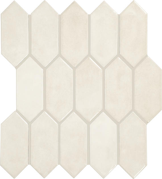 2x5 Studio Haven Picket  Mosaic Solid-Color Glossy Smooth Ceramic Tile Ivory Cream