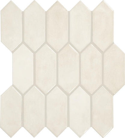 2x5 Studio Haven Picket  Mosaic Solid-Color Glossy Smooth Ceramic Tile Ivory Cream