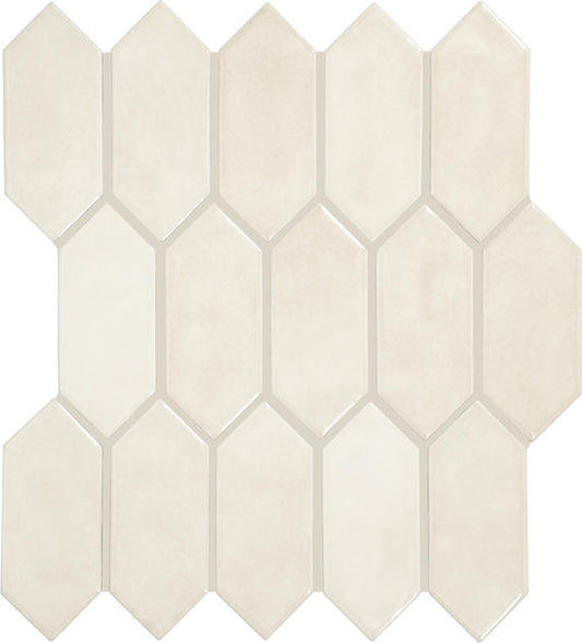 2x5 Studio Haven Picket  Mosaic Solid-Color Glossy Smooth Ceramic Tile Ivory Cream