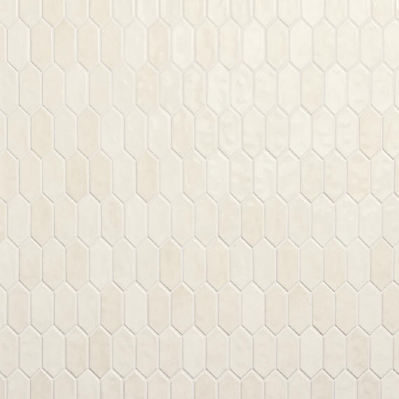2x5 Studio Haven Picket  Mosaic Solid-Color Glossy Smooth Ceramic Tile Ivory Cream