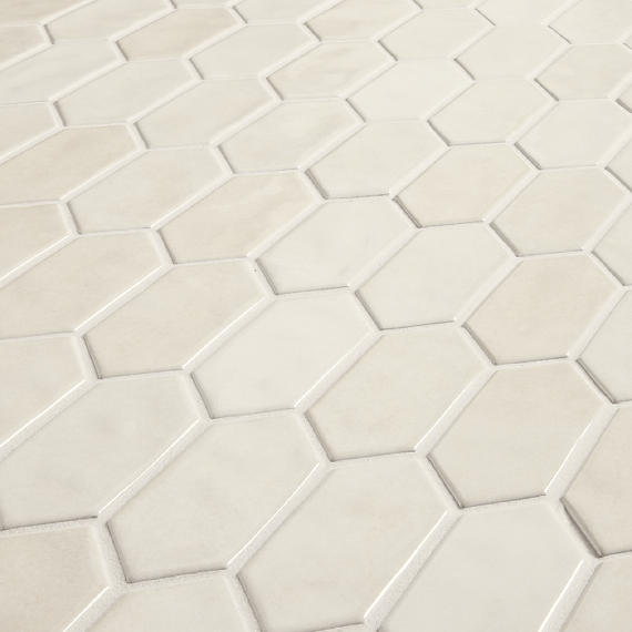 2x5 Studio Haven Picket  Mosaic Solid-Color Glossy Smooth Ceramic Tile Ivory Cream