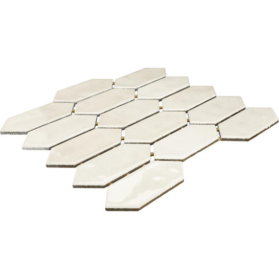 2x5 Studio Haven Picket  Mosaic Solid-Color Glossy Smooth Ceramic Tile Ivory Cream