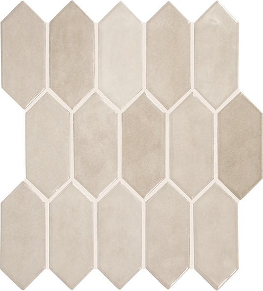 2x5 Studio Haven Picket  Mosaic Solid-Color Glossy Smooth Ceramic Tile Warm Taupe