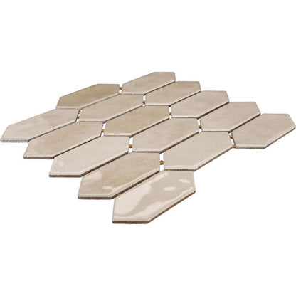 2x5 Studio Haven Picket  Mosaic Solid-Color Glossy Smooth Ceramic Tile Warm Taupe