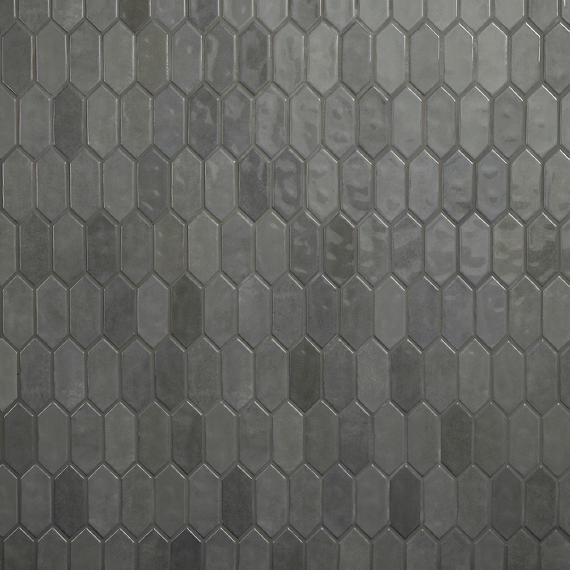 2x5 Studio Haven Picket  Mosaic Solid-Color Glossy Smooth Ceramic Tile Dark Gray