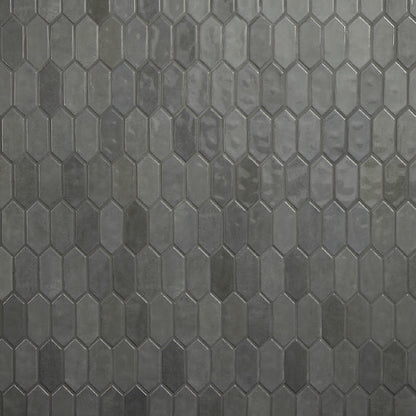 2x5 Studio Haven Picket  Mosaic Solid-Color Glossy Smooth Ceramic Tile Dark Gray