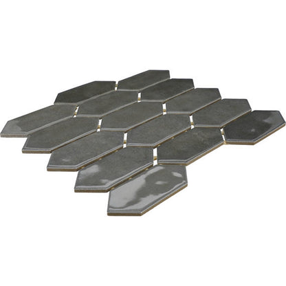 2x5 Studio Haven Picket  Mosaic Solid-Color Glossy Smooth Ceramic Tile Dark Gray
