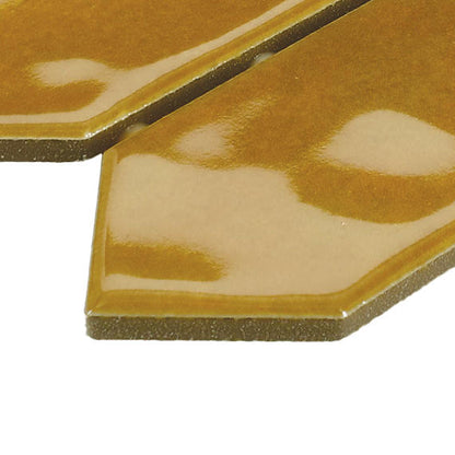 2x5 Studio Haven Picket  Mosaic Solid-Color Glossy Smooth Ceramic Tile Golden Beige