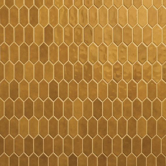 2x5 Studio Haven Picket  Mosaic Solid-Color Glossy Smooth Ceramic Tile Golden Beige