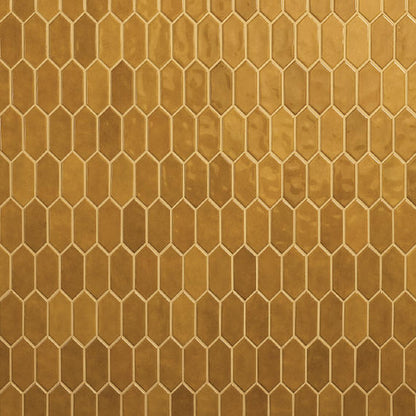 2x5 Studio Haven Picket  Mosaic Solid-Color Glossy Smooth Ceramic Tile Golden Beige