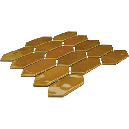 2x5 Studio Haven Picket  Mosaic Solid-Color Glossy Smooth Ceramic Tile Golden Beige