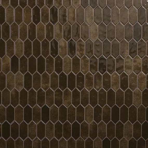 2x5 Studio Haven Picket  Mosaic Solid-Color Glossy Smooth Ceramic Tile Deep Brown