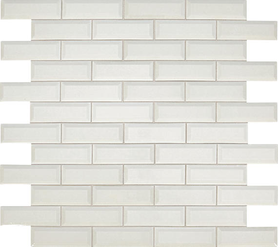 2x6 Revalia Remix Subway Pattern  Mosaic Solid-Color Glossy Beveled Ceramic Tile Off White