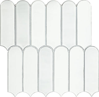 13x12 Artefino Vintage Scallop Mosaic Solid-Color Glossy Smooth Porcelain Tile
