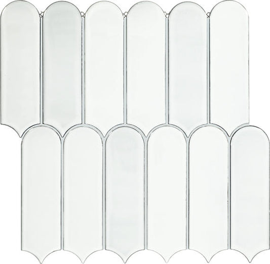 2x6 Artefino Vintage Scallop  Mosaic Solid-Color Glossy Smooth Porcelain Tile Pearl White