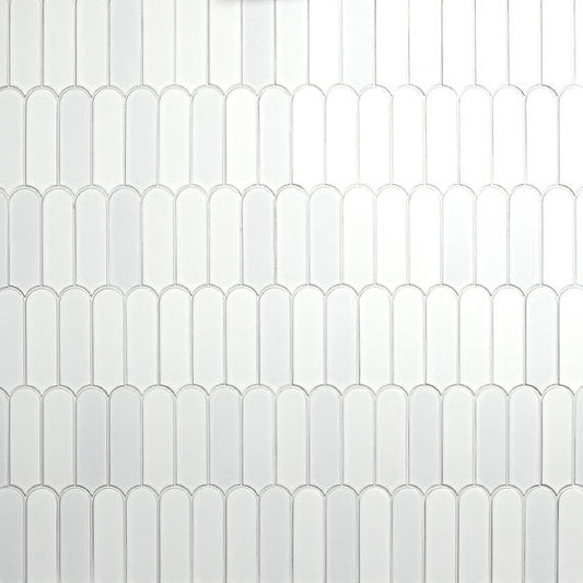 13x12 Artefino Vintage Scallop Mosaic Solid-Color Glossy Smooth Porcelain Tile