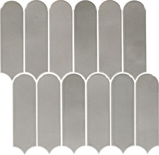 13x12 Artefino Vintage Scallop Mosaic Solid-Color Glossy Smooth Porcelain Tile