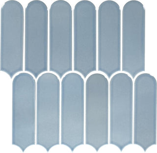 13x12 Artefino Vintage Scallop Mosaic Solid-Color Glossy Smooth Porcelain Tile