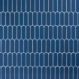 Navy Blue - 13x12 Artefino Vintage Scallop Mosaic Solid-Color Glossy Smooth Porcelain Tile