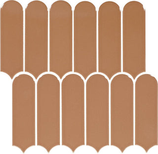 13x12 Artefino Vintage Scallop Mosaic Solid-Color Glossy Smooth Porcelain Tile