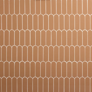 Caramel Brown - 13x12 Artefino Vintage Scallop Mosaic Solid-Color Glossy Smooth Porcelain Tile