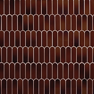 Dark Brown - 13x12 Artefino Vintage Scallop Mosaic Solid-Color Glossy Smooth Porcelain Tile