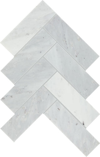 10x15 Gamma Herringbone Mosaic Marble-Look Polished Smooth Stone Tile