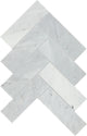 2 Gamma Herringbone  Mosaic Marble-Look Polished Smooth Stone Tile Pale Gray