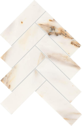 10x15 Gamma Herringbone Mosaic Marble-Look Polished Smooth Stone Tile