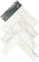 2 Gamma Herringbone  Mosaic Marble-Look Polished Smooth Stone Tile Marble Ivory