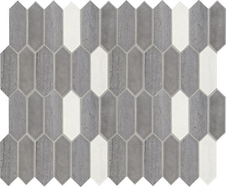 12x11 Fonte Picket Mosaic Mixed-Color Polished Smooth Marble Tile