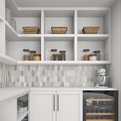 12x11 Fonte Picket  Mosaic Mixed-Color Polished Smooth Marble Tile Gray Blend