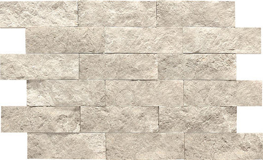 2x6 Limestone Subway Pattern  Mosaic Marble-Look Natural Split-Face Limestone Tile Stone Gray