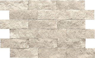 Stone Gray - 12x14 Limestone Subway Pattern Mosaic Marble-Look Natural Split-Face Limestone Tile