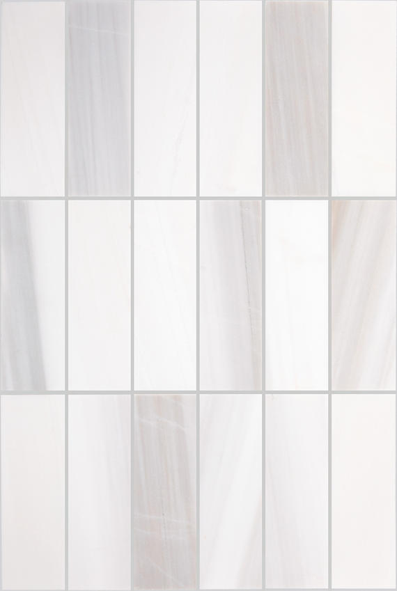 2x6 Perfit Mosaix Grid  Mosaic Marble-Look Honed Smooth Stone Tile Ivory Marble