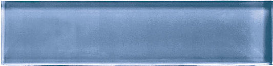 2x8 Color Appeal  Natural Solid-Color Glossy Smooth Glass Tile Steel Blue