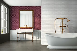 Frost White - 2x8 Revalia Remix Natural Solid-Color Matte Rippled Ceramic Tile