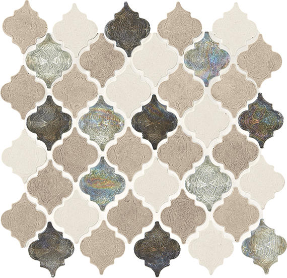 2x2 Decorative Accents Arabesque Random Pattern  Mosaic Mixed-Color Brushed Smooth Marble Tile Beige Cream