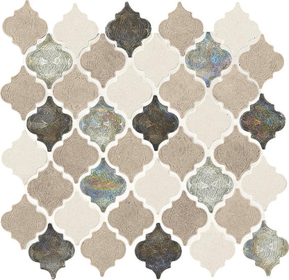 2x2 Decorative Accents Arabesque Random Pattern  Mosaic Mixed-Color Brushed Smooth Marble Tile Beige Cream