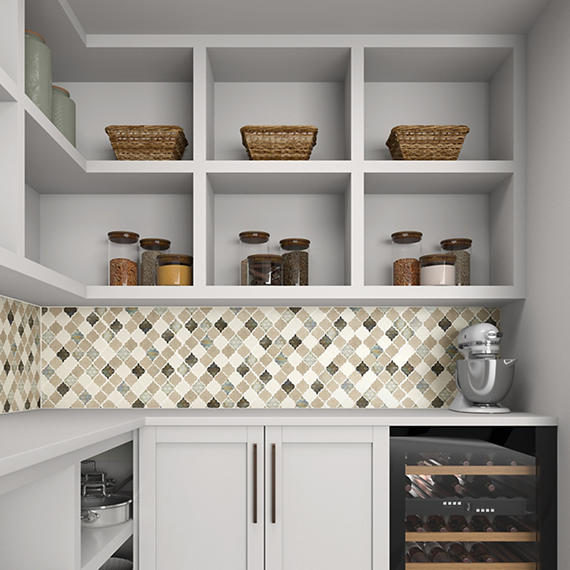 2x2 Decorative Accents Arabesque Random Pattern  Mosaic Mixed-Color Brushed Smooth Marble Tile Beige Cream