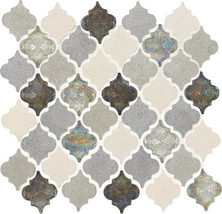 12x14 Decorative Accents Arabesque Random Pattern Mosaic Mixed-Material Brushed Smooth Marble Tile