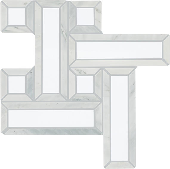 12x12 Gamma Basketweave  Mosaic Marble-Look Polished Smooth Stone Tile Light Marble