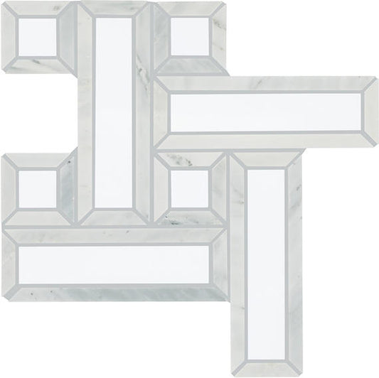 12x12 Gamma Basketweave  Mosaic Marble-Look Polished Smooth Stone Tile Light Marble