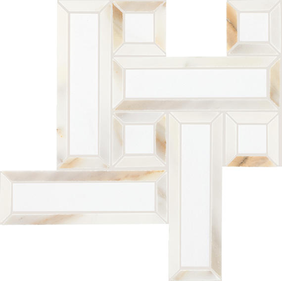 12x12 Gamma Basketweave  Mosaic Marble-Look Polished Smooth Stone Tile Golden White