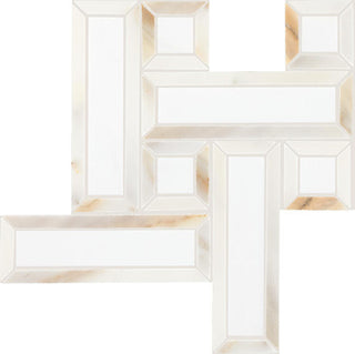 12x12 Gamma Basketweave Mosaic Marble-Look Polished Smooth Stone Tile