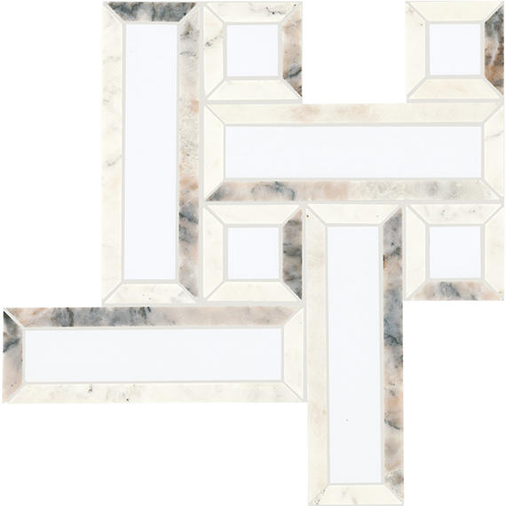 12x12 Gamma Basketweave  Mosaic Marble-Look Polished Smooth Stone Tile Gray Marble