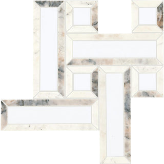 12x12 Gamma Basketweave Mosaic Marble-Look Polished Smooth Stone Tile